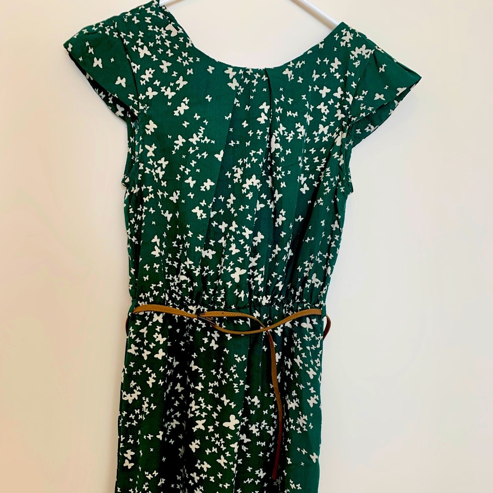 Rich green butterfly print dress